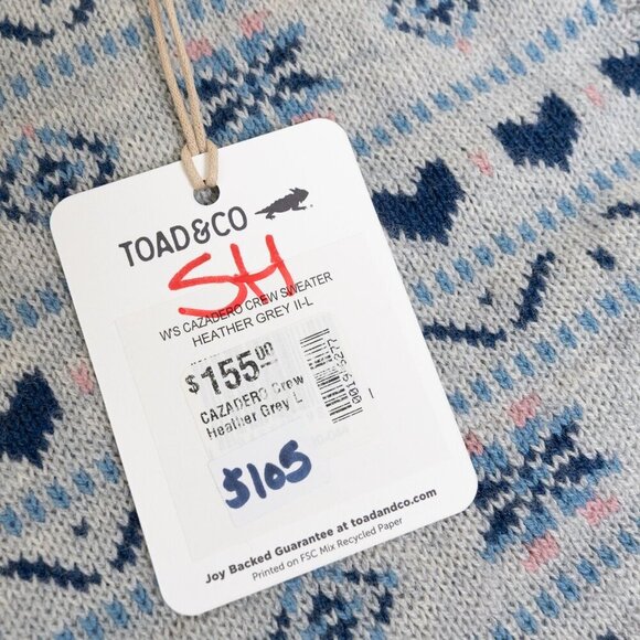 Toad & Co Women's Cazadero Crew Sweater Heather Gray Heart - Picture 14 of 14